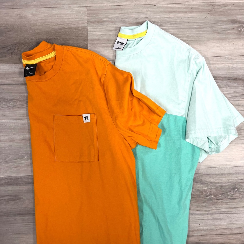 Fielder Bonobos T-Shirts Men's M Orange & Mint Short Sleeve Pocket & Colorblock
